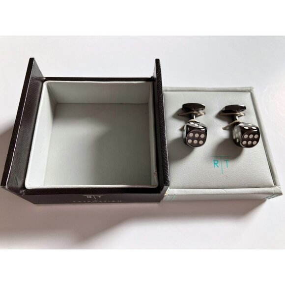 Tateossian London Men's Dice Cufflinks Gunmetal - Picture 5 of 6